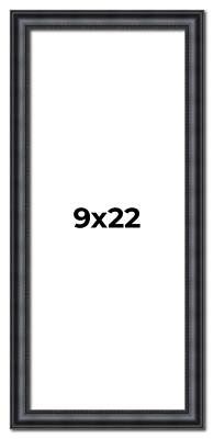 9x22 Frame Black Real Wood Picture Frame Width 1.25 inches | Interior Frame Dept