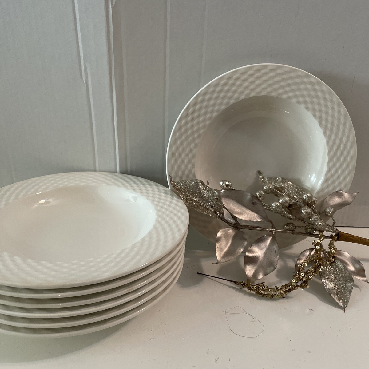 Pagnossin Ironstone Treviso - White Basketweave Salad Plate -Italy