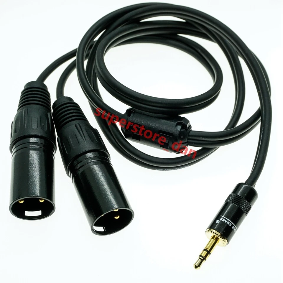 New 1/8" 3.5mm male Stereo TRS Audio to Dual 2 3 pin XLR male cable Golden - Image 3 of 4