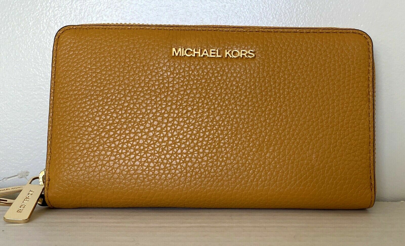 Michael Kors Jet Set Travel Phone Case Wallet Wristlet Marigold Leather 198 Y eBay