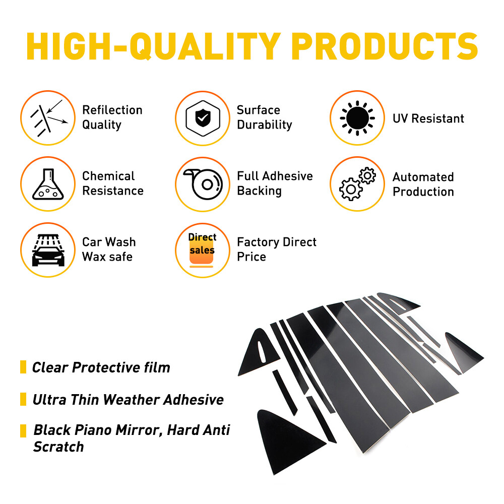 16X Pillar Posts Sticker Window Door Trim Cover Kit For Toyota Corolla 2020-2022