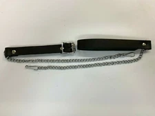 Genuine Leather Scottish Kilt SPORRAN CHAIN BELT Black Leather
