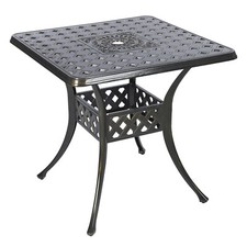 Outdoor Patio Square Dining Table Cast Aluminum All-Weather W/ Umbrella Hole