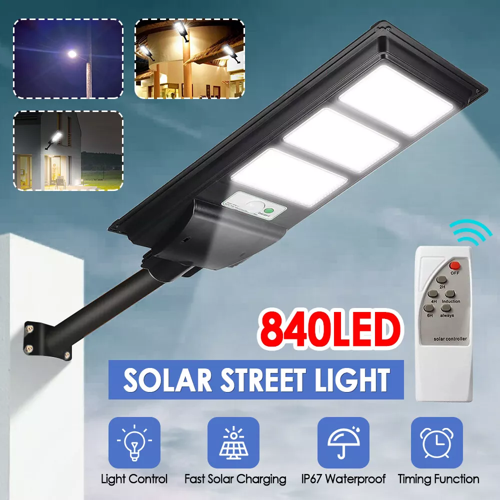 300W 840 LED Commercial Solar Street Light Motion Sensor Dusk to