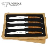 Laguiole En Aubrac - 4 Laguiole Steakmesser - Teakholz - Tafelmesser Frankreich