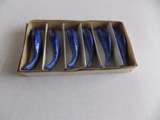6 Vintage Koi Fish Blue White Porcelain Chopsticks Rests Knife Holders 3” Long