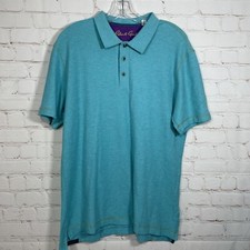 Robert Graham Polo Shirt Mens Size Medium Turquoise Classic Fit Preppy Golf