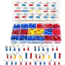 520 PC ASSORTED INSULATED ELECTRICAL WIRE TERMINAL CRIMP CONNECTOR SPADE SET KIT