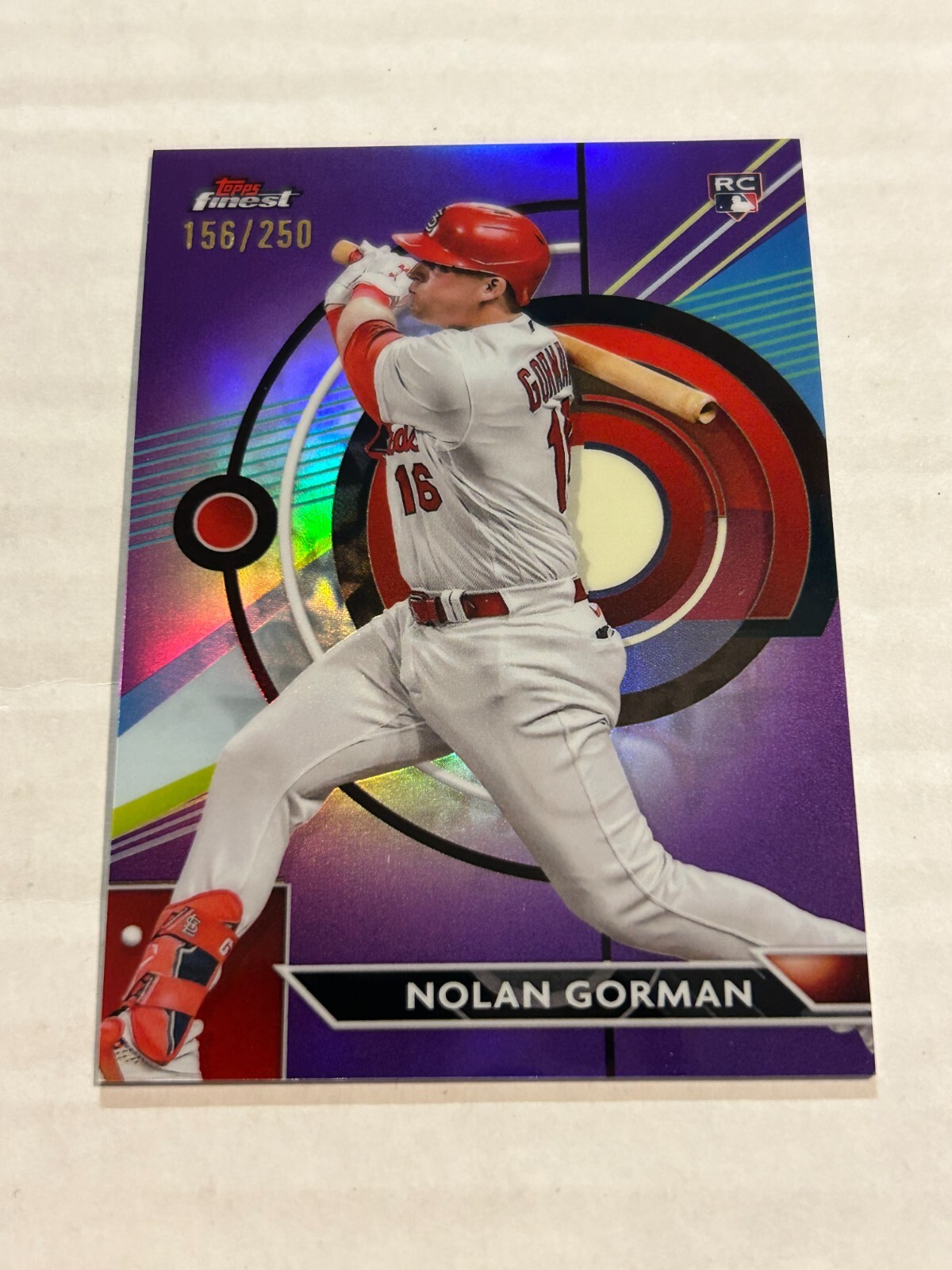 2023 TOPPS FINEST NOLAN GORMAN 156/250 PURPLE REFRACTOR ROOKIE CARDINALS SP