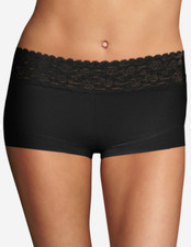 Maidenform Women's Dream Cotton Boyshort Panty with Lace Black Size S 2148