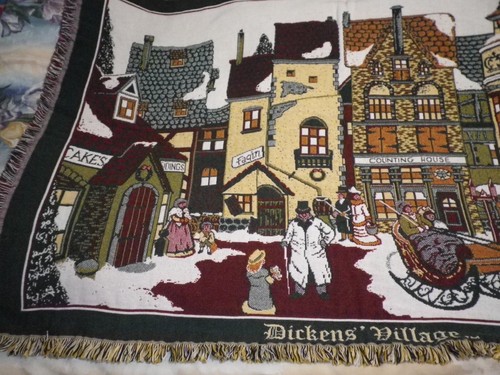 Dicken's Village Woven Tapestry Throw Blanket 67x45 Christmas Winter Scene - Picture 2 of 10