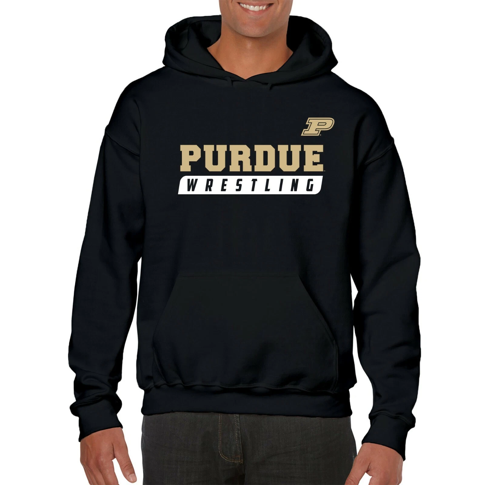 VETEMENTS Purdue Boilermakers Wrestling Slant Felpa con Cappuccio Colore Squadra Nero