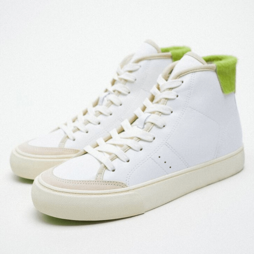 ZARA SIZE EU 40 women's shoes COLOURED LEATHER HIGH-TOP TRAINERS