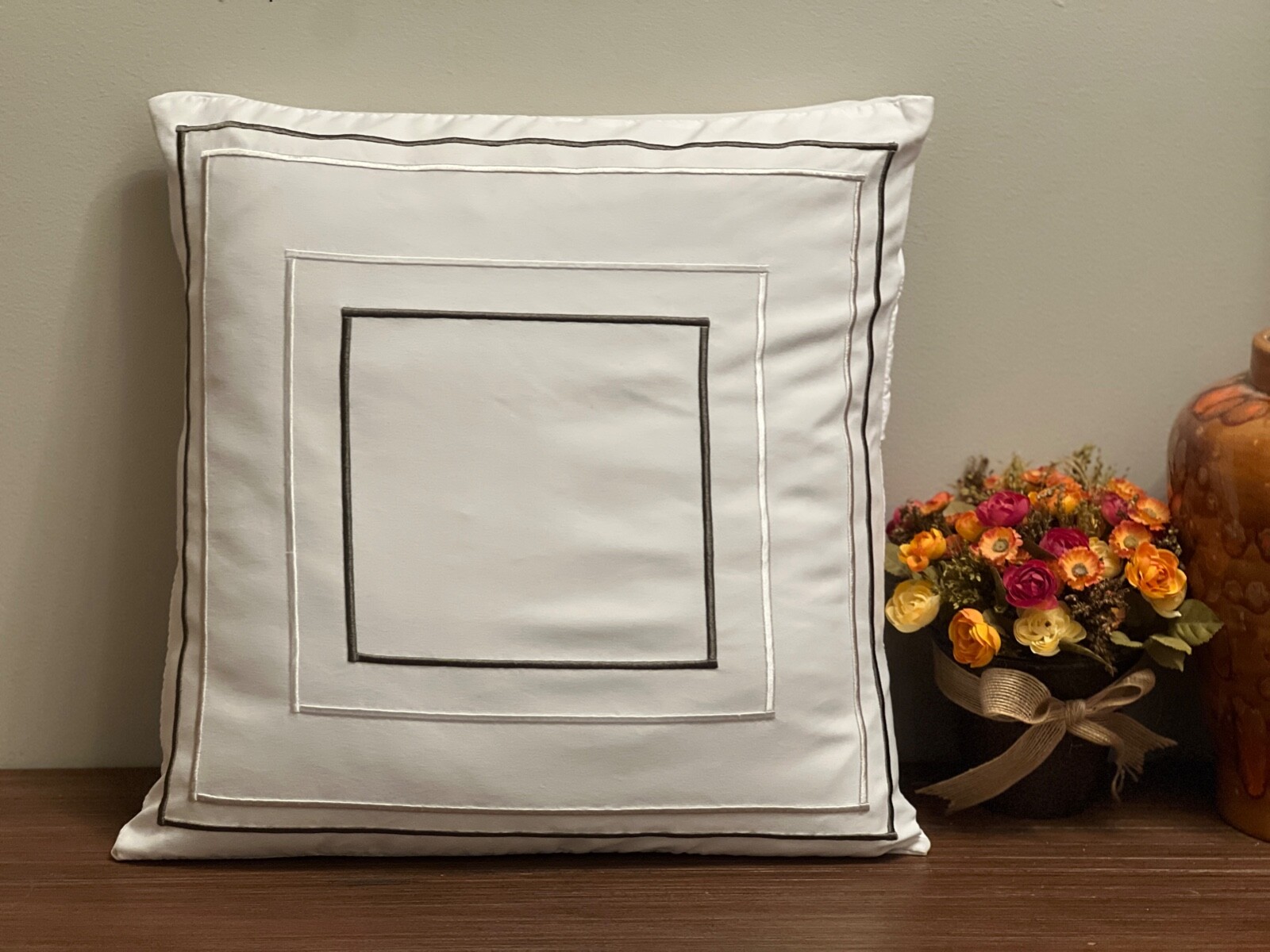 Sofa Throw Pillow Cover Pillowcase White 17x17 iEmbossed Grey Stripe  2 Pack NEW