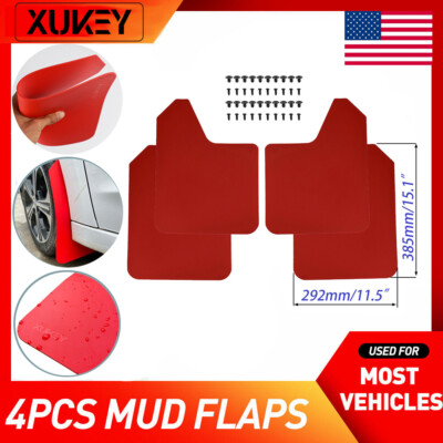 4pcs Universal RED Car Mud Flaps Splash Guards Mudguards Mudflaps Rally Racing