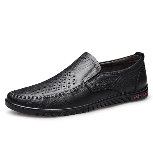 Men's Loafers Genuine Leather Casual Shoes Soft Flats Slip on Business Shoes - Picture 28 of 30