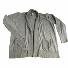 White Stag Women's XL 16-18 Gray Open Front Cardigan Sweater Cotton Blend
