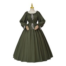 Women Victorian Civil War Costume Green Dress Historical Ball Gown Theater