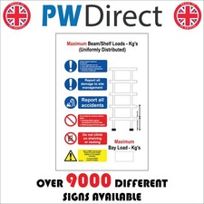 SIGN  Maximum Beam Shelf Loads Support Stacking Shelving Racks Ledge MU290F