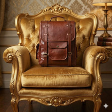 Mochila de viaje unisex hecha a mano vintage de cuero de cabra genuino para hombre