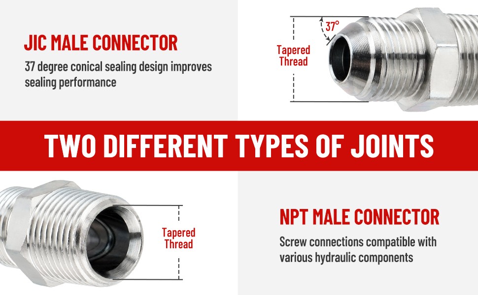 10 Pack New Hydraulic Hose Adapter Fittings: 1/2" JIC 37° Male x 1/2" NPT Male