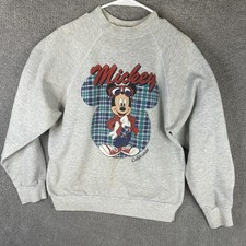Vintage Mickey Mouse Sweatshirt Mens Large Tultex Gray Fleece Pullover USA 90s