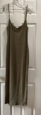 MESHKI Green Ribbed Knit Spaghetti Strap Scoop Neck Midi Dress Women XL