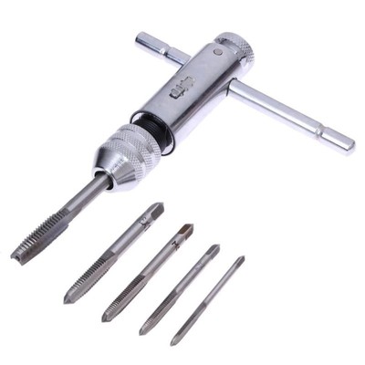 Adjustable T-Handle Ratchet Tap Wrench / 5pcs M3-M8 Metric Machine Screw Tap