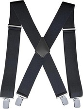 2 Inch Men  s Heavy Duty X-Back Suspenders with Strong Clips Adjustable for Work