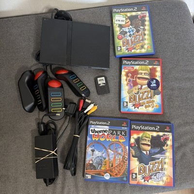 Sony PlayStation 2 Slim Schwarz PAL Konsole SCPH-75003 Kompatibel mit PS 1 Spielen