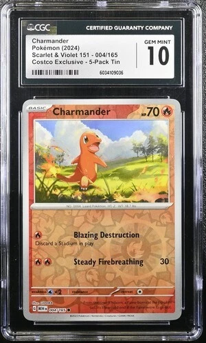 CGC GEM MINT 10 Charmander 004/165 Reverse Cosmos Holo Costco Exclusive