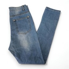Boohoo Blue High Rise Tapered Mom Jeans Zip Fly Faded Medium Wash Blue US 6