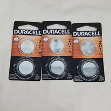  3 packs 2 pc DURACELL CR2016 lithium 3v battery key fobs etc exp. date 2034