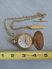 Antique American Waltham Pocket Watch Art Deco  Hunter Case & Chain And Knife.