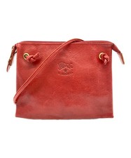 IL BISONTE Leather Shoulder Bag Red Women Use...