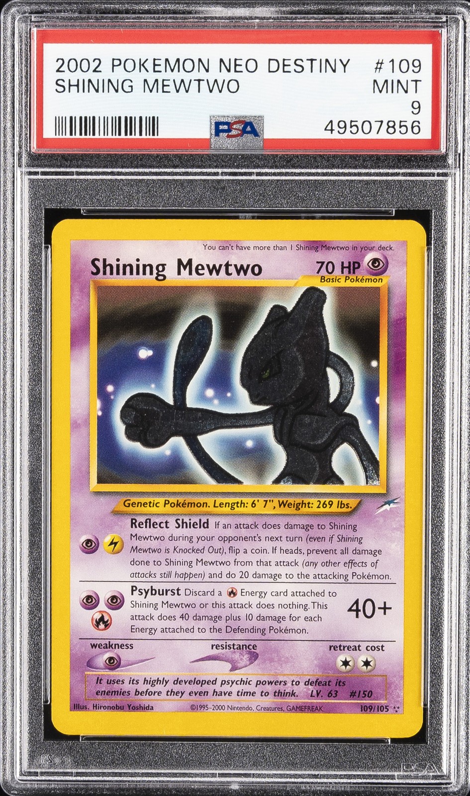 2002 POKEMON NEO DESTINY #109 SHINING MEWTWO PSA 9