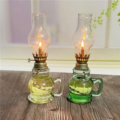 #ad Rustic Oil Lamp Lantern Vintage Glass Kerosene Chamber Oil Lighting Lantern Home $12.99