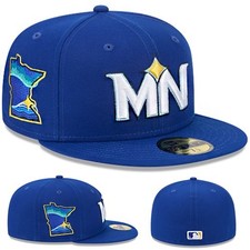 New Era Minnesota Twins Blue 5950 Fitted Hat MLB 24 Jersey City Connect Cap