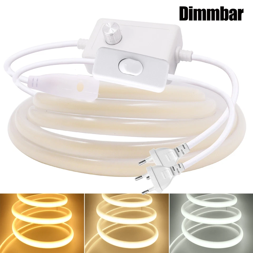 COB LED Streifen Stripe Band 230V 288LEDs/m Dimmbar Lichtschlauch Leiste Kette - Bild 1 von 4