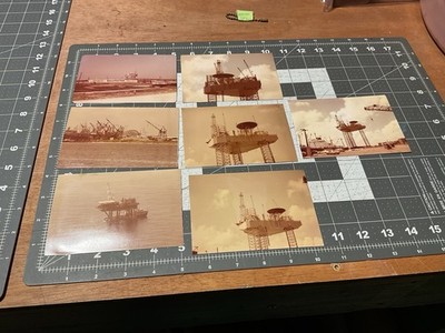 Lot Of 7 Off Shore Oil Rig Construction, Galveston, TX, 3.5 X 5, Petroleum 