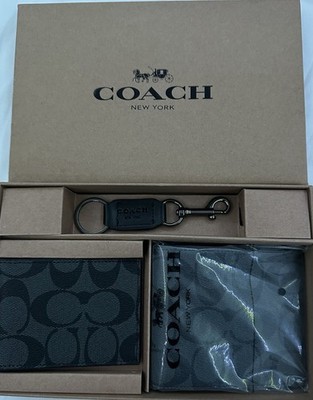 Coach Men's 3-in-1 Wallet Boxed Gift Set Signature Black/Black | eBay