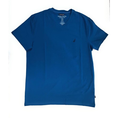Camiseta Nautica Hombre Calce Ajustado Cuello en V, Azul Pitch, 2X-Grande
