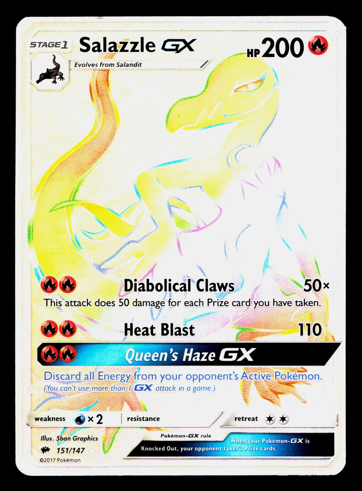 Salazzle GX 151/147 Rainbow Rare Burning Shadows Pokemon Holo Near Mint