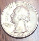 1943 Washington Quarter 90% Silver / Uncertified Circulated D070