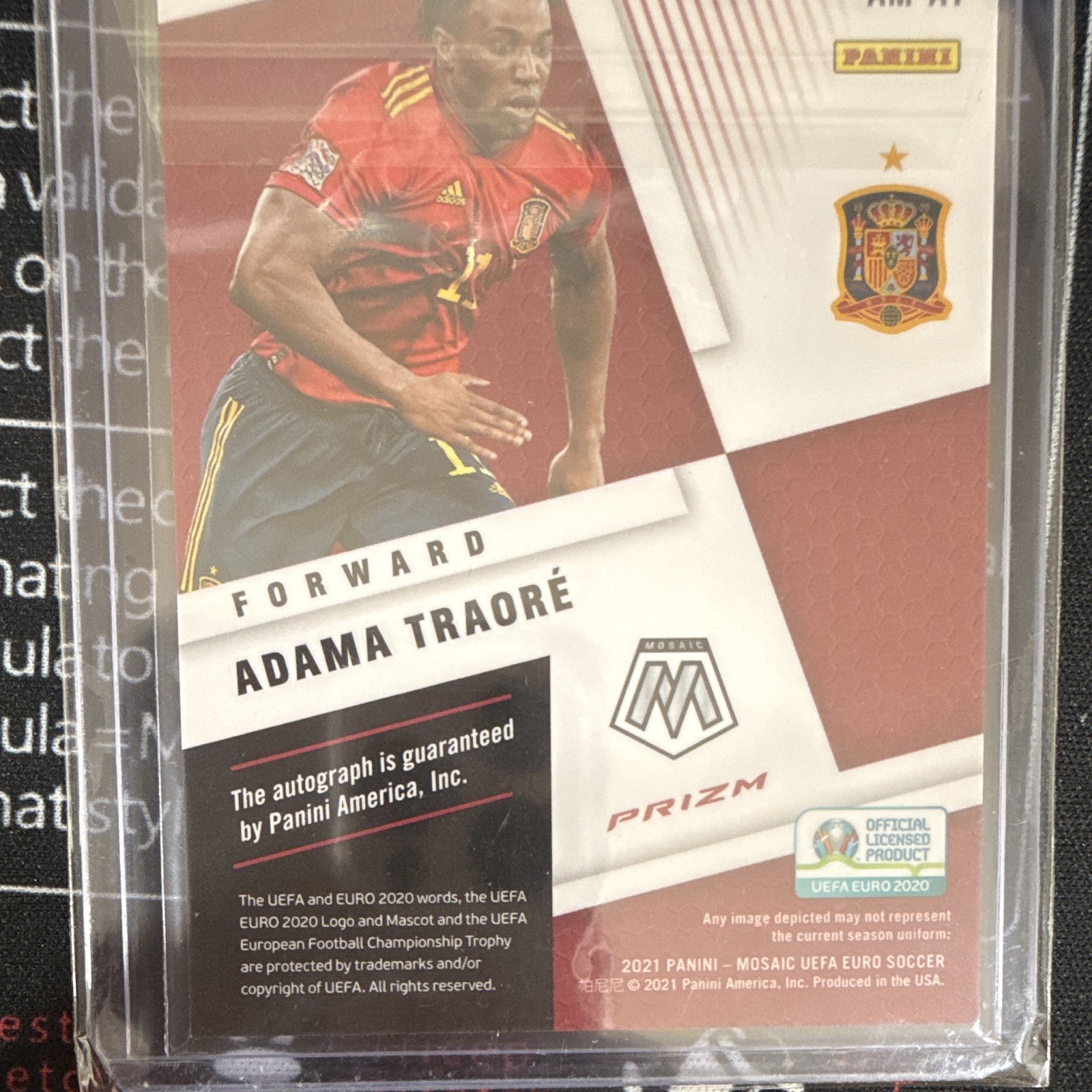 Panini Mosaic UEFA Euro 2020 Adama Traore Autographs #AM-AT Spain NM view 4