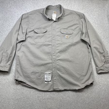 Carhartt FR Shirt Men 3XL Gray Flame Resistant Twill Button Down Workwear FRS160