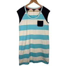Tommy Hilfiger Striped T-Shirt Dress Womens L/G Blue White Black Pocket