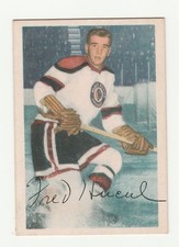 1953-54 PARKHURST #71 FRED HUCUL, BLACK HAWKS, EX-EX+
