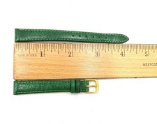 NOS Speidel 12mm/R Green Ostrich Grain Leather Watch Band Strap 342-430 B209 