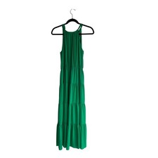 Vince Camuto Green Tiered Maxi Dress Halter Tie Waist Sleeveless Flowy Small